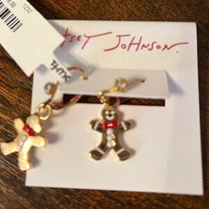 Cute Gold tone Gingerbread Men Earrings by Betsey Johnson - NWT